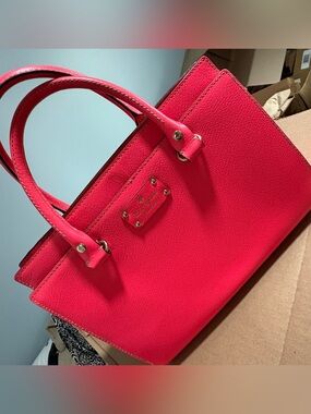 kate spade Hot Pink Pebbled Satchel with shoulder strap